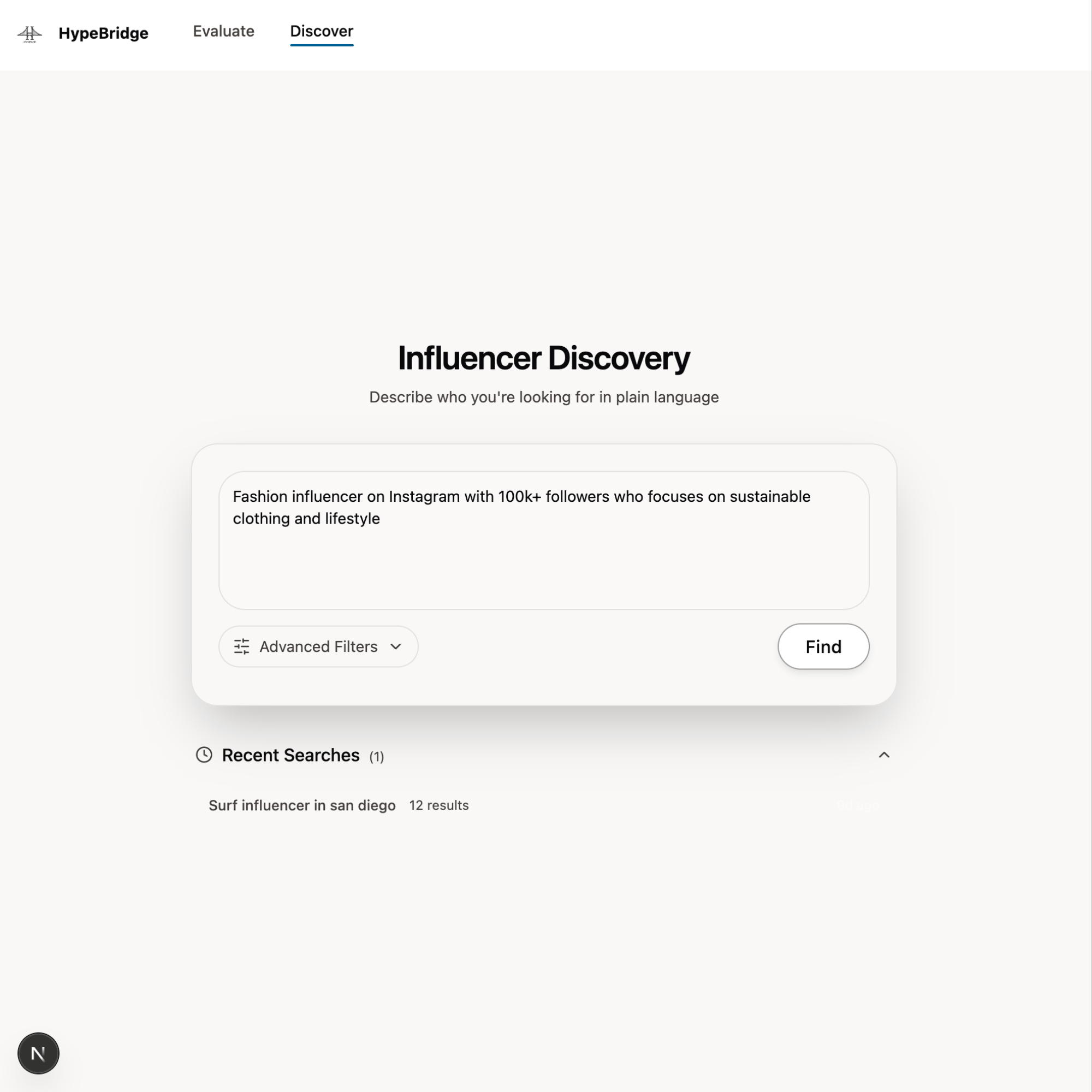 Describe your ideal influencer - Type in a few keywords